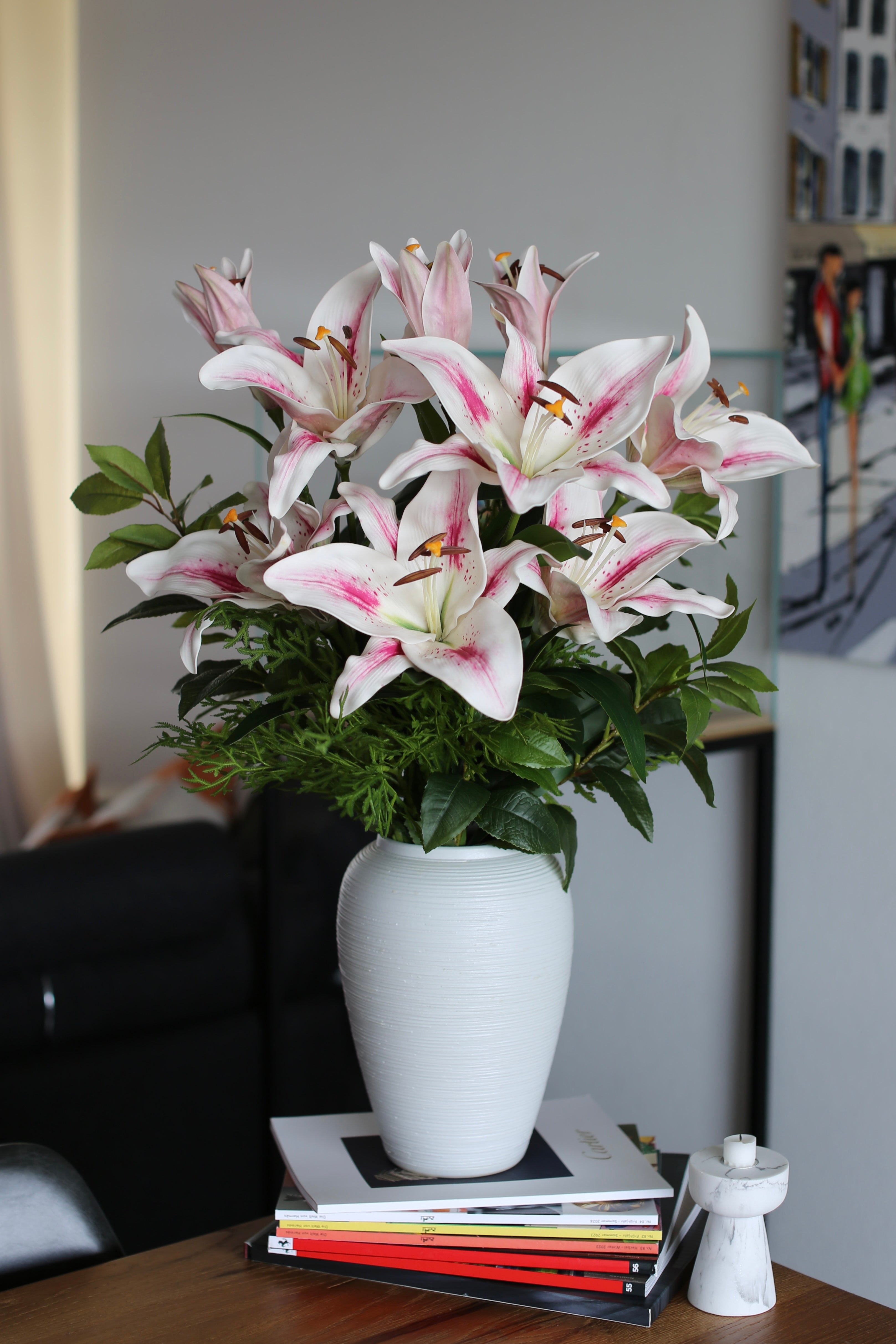 White & Pink Stargazer Lily Bouquet