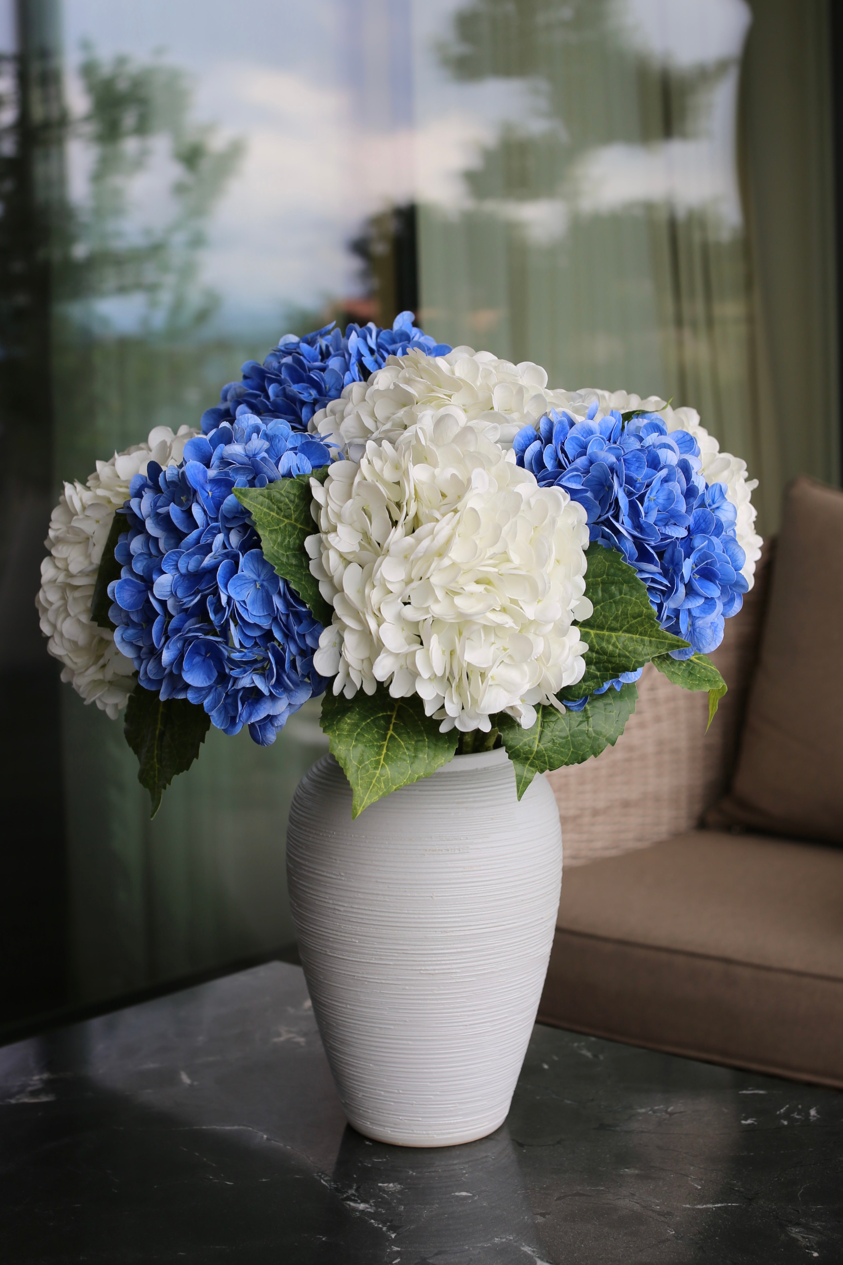 White & Blue Hydrangea Bouquet