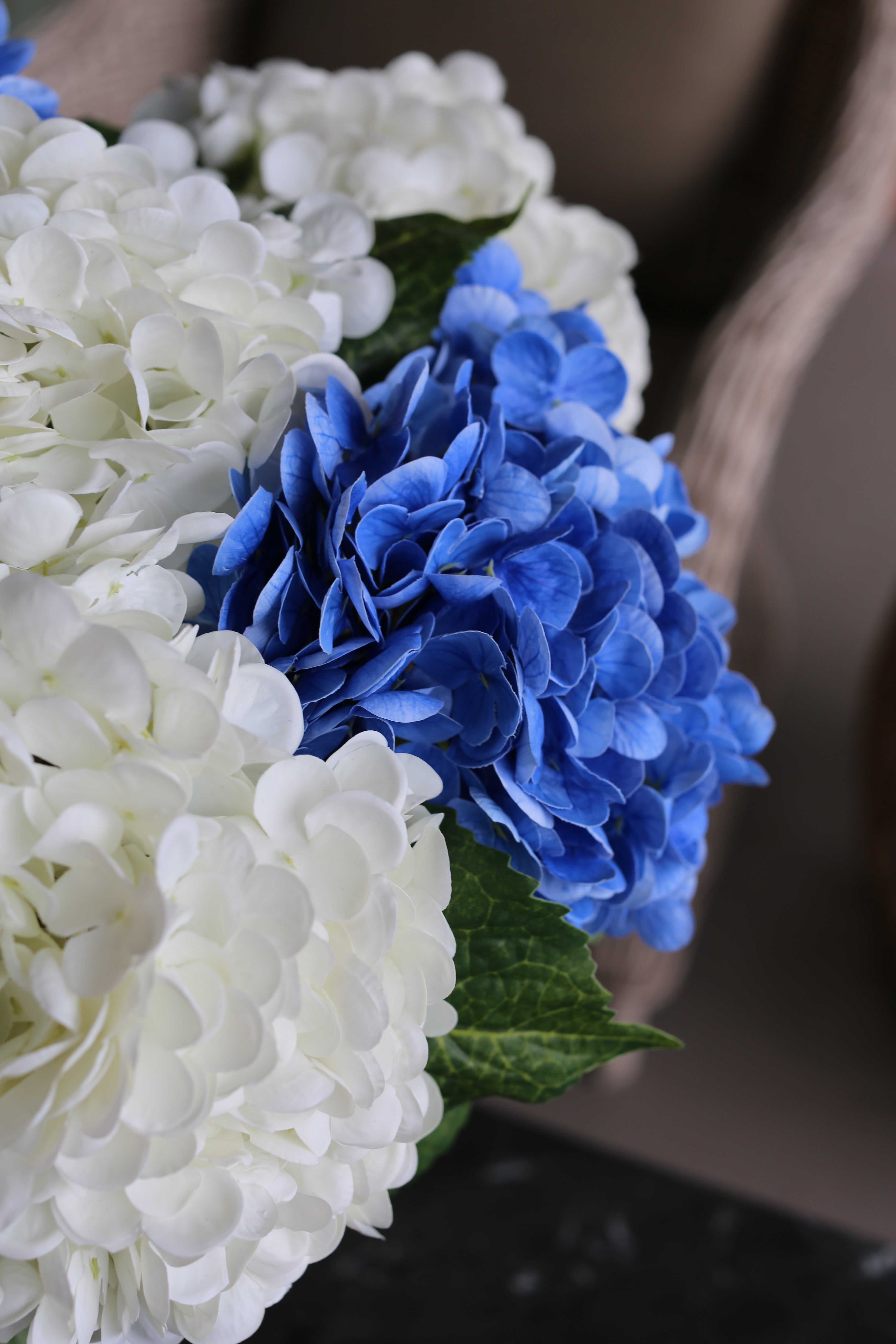 White & Blue Hydrangea Bouquet