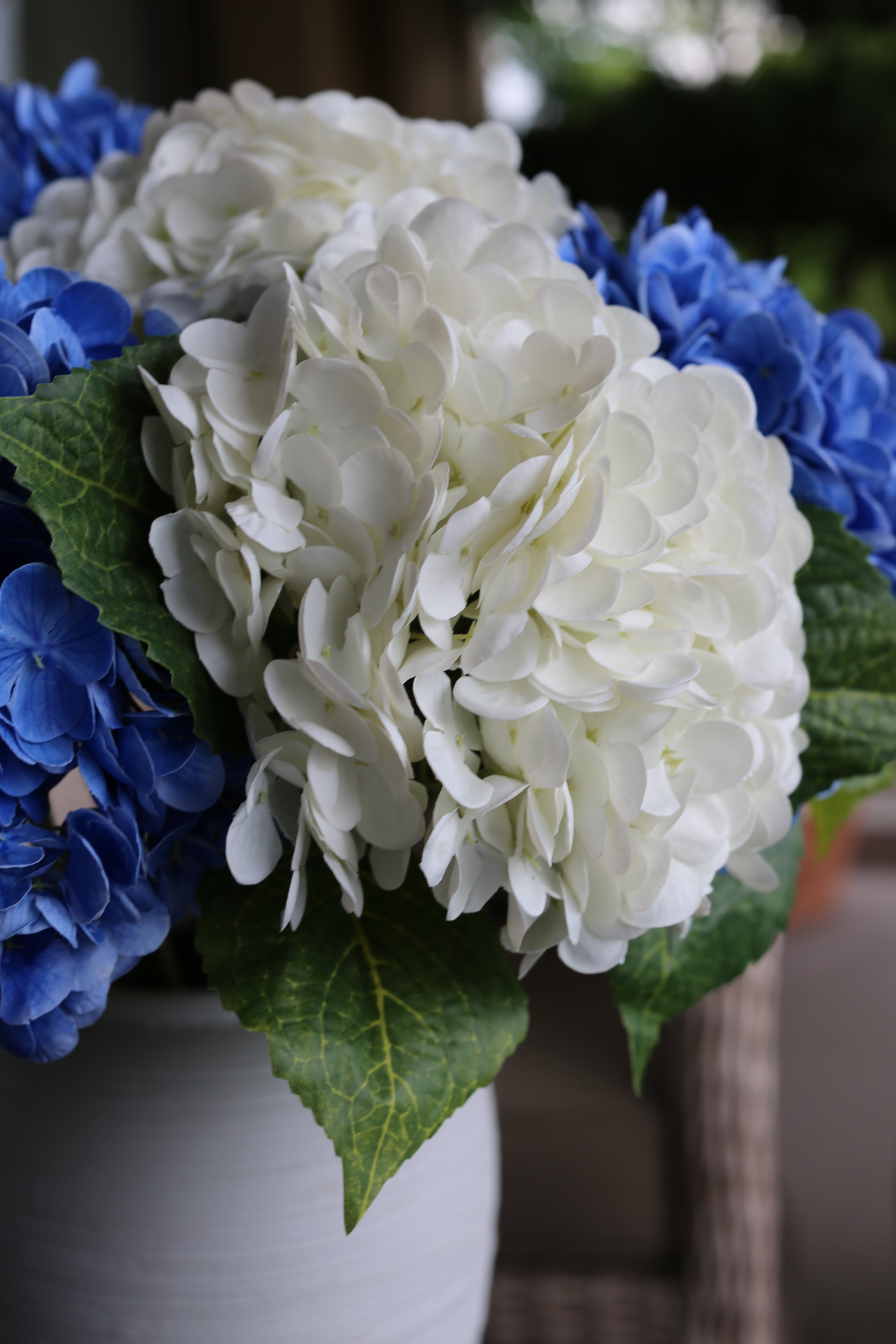 White & Blue Hydrangea Bouquet